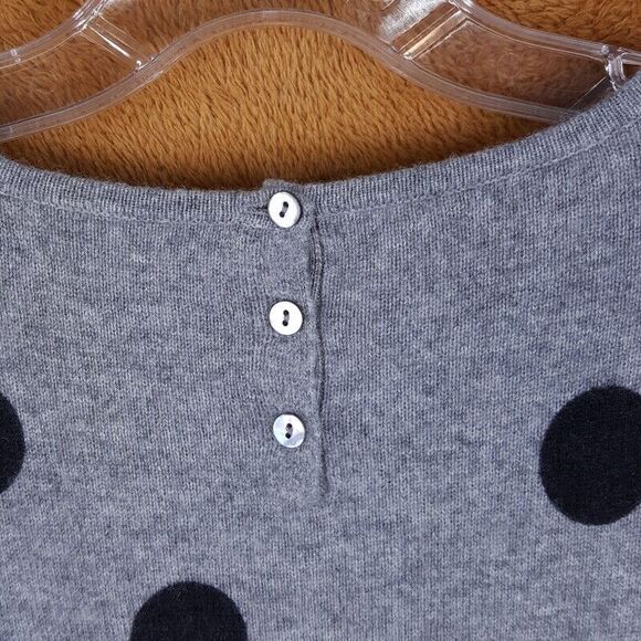 SAKS FIFTH AVENUE Sweater Womens Small Gray Crew Polka Dot 100% Cashmere - Picture 4 of 7